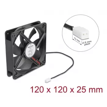 DELOCK 67292 Computer Case Fan 120 mm Black, Ball Bearing, 5 V DC, Airflow 1.73 m³/h