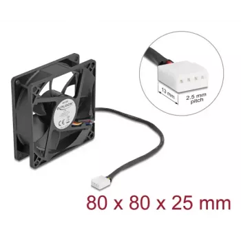 Computer case fan DELOCK 67296 — 80 mm, ball bearing, 0.97 m³/h, black