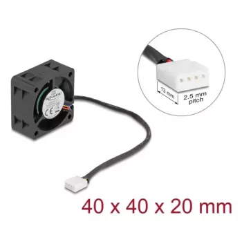 Computer case fan DELOCK 67299 — 40 x 40 x 20 mm, 24 V DC, ball bearing, 0.19 m³/h, black