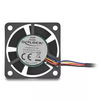 Computer case fan DELOCK 67299 — 40 x 40 x 20 mm, 24 V DC, ball bearing, 0.19 m³/h, black