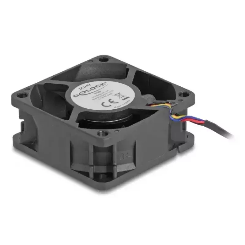 Computer case fan DELOCK 67300 — 60 mm axial fan, 24 V, ball bearing, black