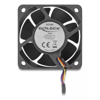 Computer case fan DELOCK 67300 — 60 mm axial fan, 24 V, ball bearing, black
