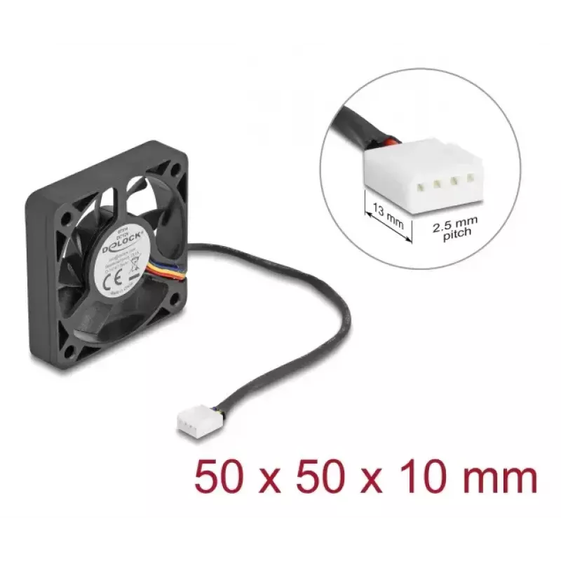 Fan DeLOCK 67314 5 cm Black Ball Bearing