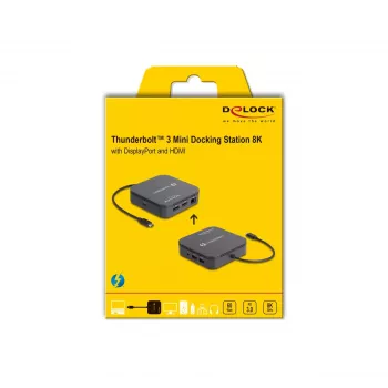 DeLOCK Thunderbolt 3 Mini Docking Station 8K DisplayPort HDMI USB LAN Audio PD 3.0