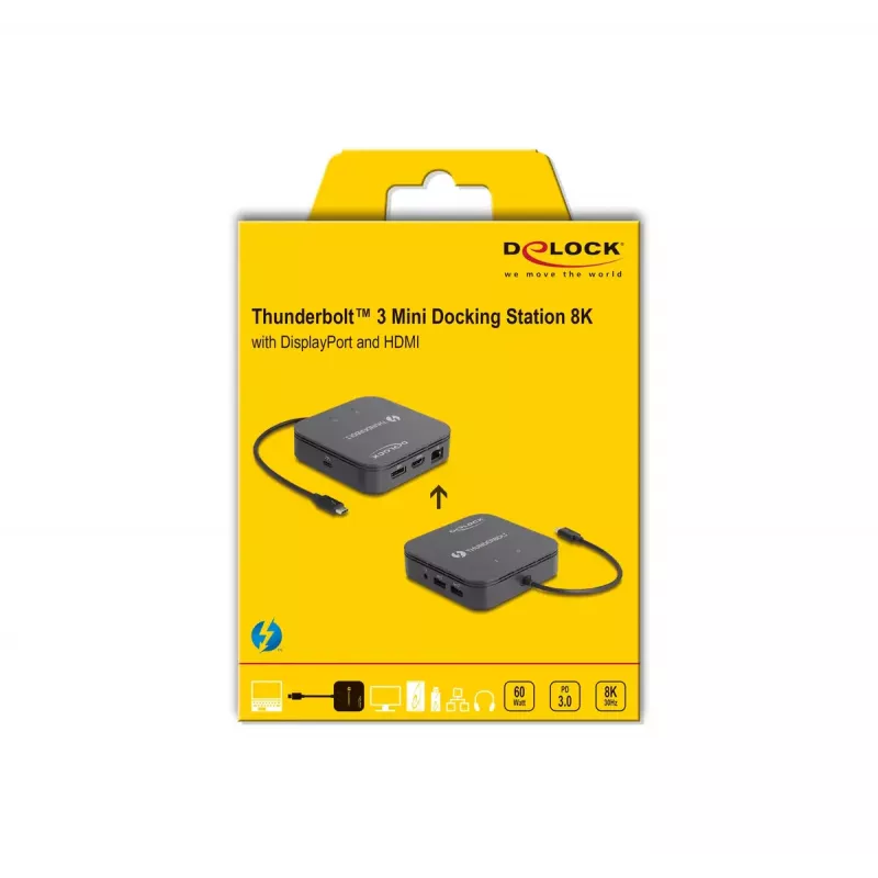 DeLOCK Thunderbolt 3 Mini Docking Station 8K DisplayPort HDMI USB LAN Audio PD 3.0