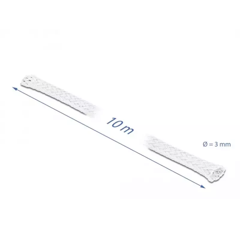 Braided Sleeve DeLOCK 20692 10 m x 3 mm white