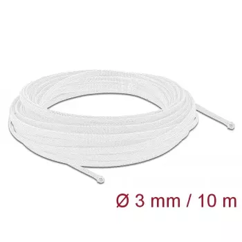 Braided Sleeve DeLOCK 20692 10 m x 3 mm white