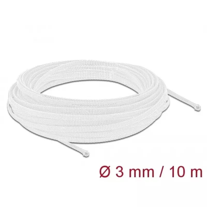 Braided Sleeve DeLOCK 20692 10 m x 3 mm white