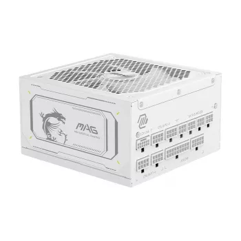 Power supply unit MSI MAG A1000GL PCIE5 WHITE 1000 W ATX 24-pin, 80 PLUS Gold, 135 mm fan