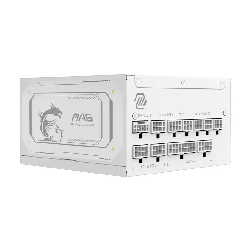 Power supply unit MSI MAG A1000GL PCIE5 WHITE 1000 W ATX 24-pin, 80 PLUS Gold, 135 mm fan