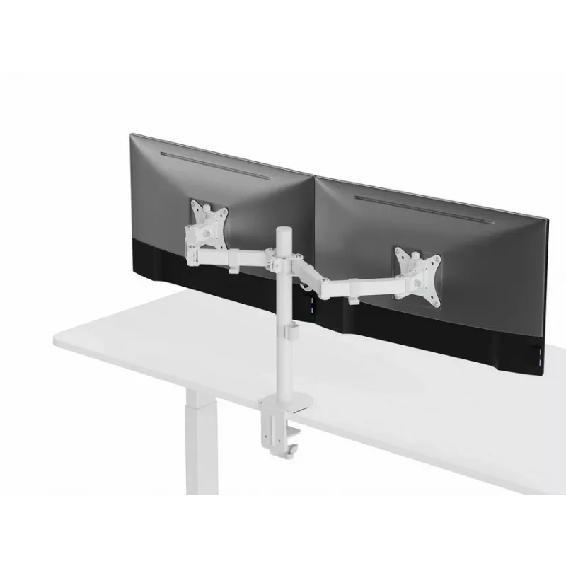 Equip 17 inch-32 inch Articulating Dual Monitor Desk Mount Bracket, White