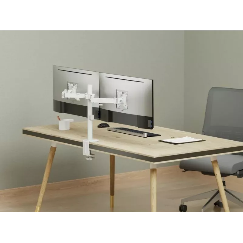 Equip 17 inch-32 inch Articulating Dual Monitor Desk Mount Bracket, White