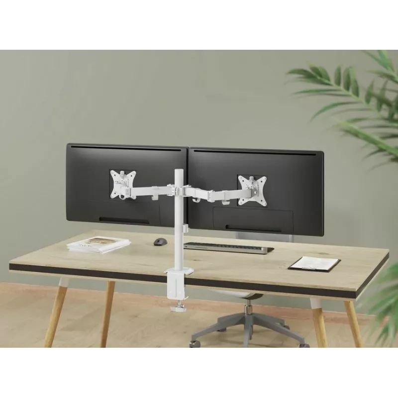 Equip 17 inch-32 inch Articulating Dual Monitor Desk Mount Bracket, White