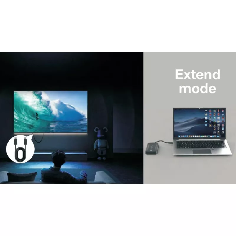 Techly IDATA USBC-HUB5WL AV extender AV transmitter & receiver Black