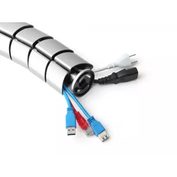 Cable sleeve Equip Double-Channel Cable Management Spine Silver
