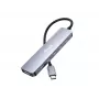 EQUIP USB-C 6‑in‑1 Multifunctional Adapter — HDMI 4K/60Hz, 4× USB‑C Gen2 (10Gbps), 100W PD, 0.25 m cable, Grey