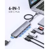EQUIP USB-C 6‑in‑1 Multifunctional Adapter — HDMI 4K/60Hz, 4× USB‑C Gen2 (10Gbps), 100W PD, 0.25 m cable, Grey