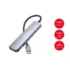 EQUIP USB-C 6‑in‑1 Multifunctional Adapter — HDMI 4K/60Hz, 4× USB‑C Gen2 (10Gbps), 100W PD, 0.25 m cable, Grey