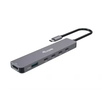 Equip USB-C 6 in 1 Multifunctional Adapter, HDMI 4K/30Hz, USB-C x 4 , USB-A x 1, 5Gbps, 100W USB PD