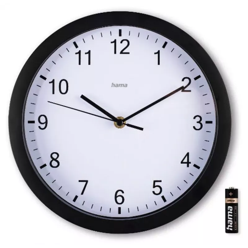 Hama Elba Quartz clock Round Black, White