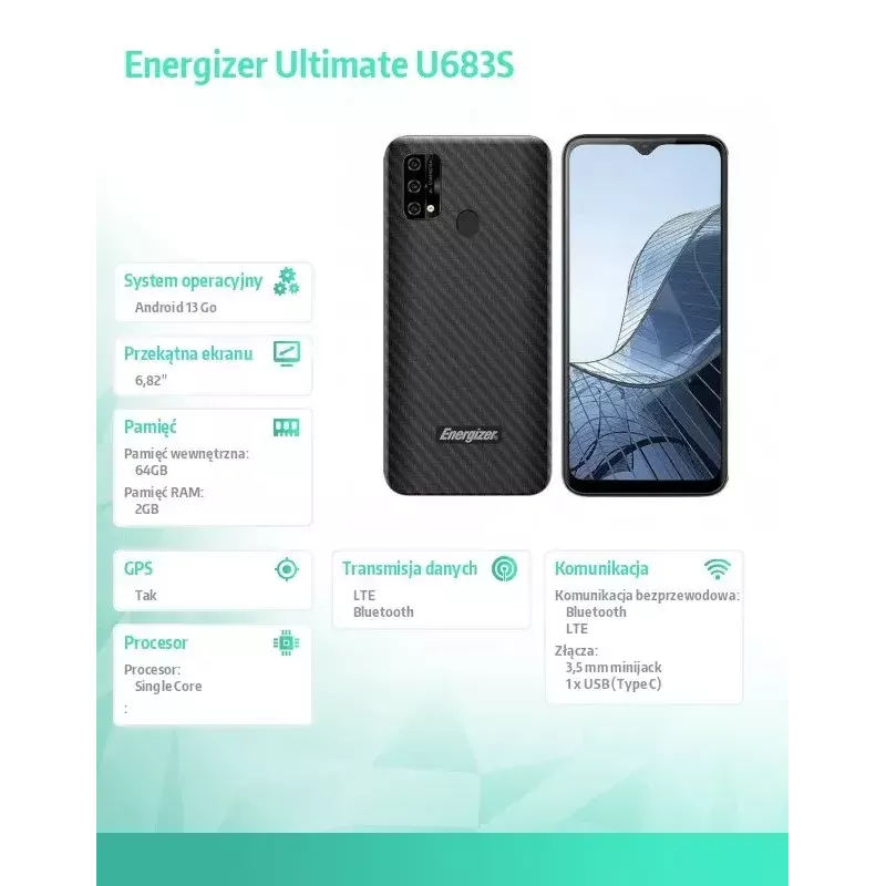 Smartphone Energizer U683SEU, 6.82 inch display, 2GB RAM, 64GB, black