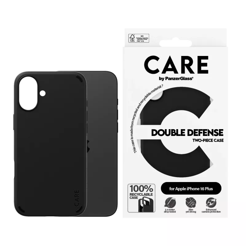 PanzerGlass CARE™ by ® Double Defense Case Black iPhone 16 Plus