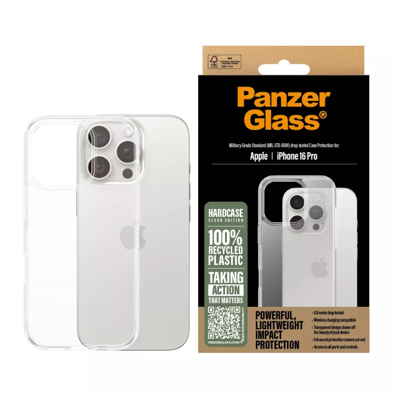 PanzerGlass ® HardCase Transparent iPhone 16 Pro, Cover, Apple, Apple - iPhone 16 Pro, Transparent