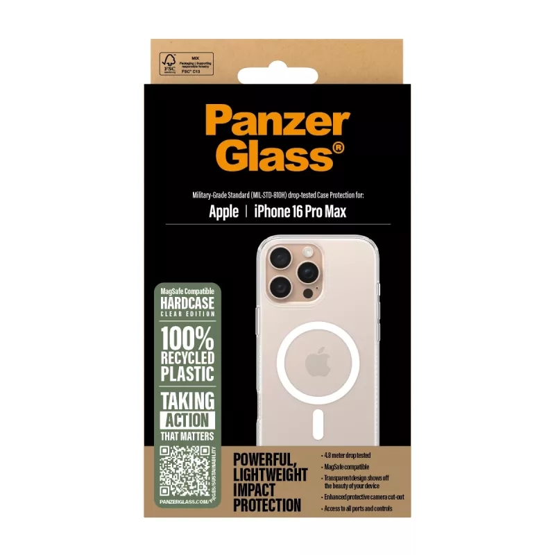 Cover PanzerGlass HardCase Transparent w. White MagSafe iPhone 16 Pro Max