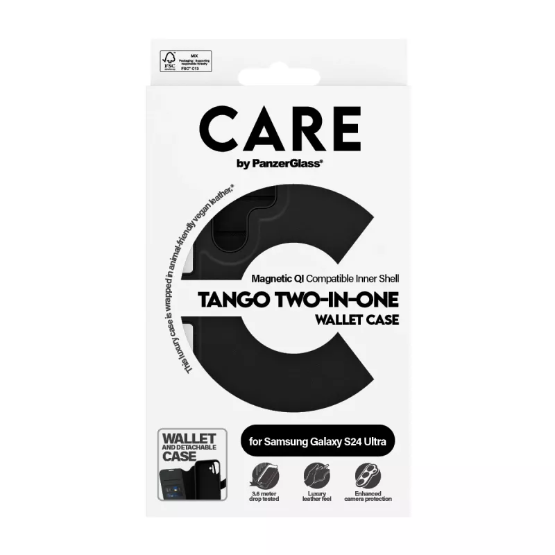 Phone cover PanzerGlass CARE Feature Case Tango Two-in-One Wallet, compatible with Samsung Galaxy S24 Ultra, transparent