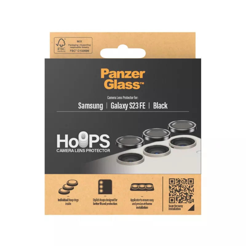 PanzerGlass Hoops Camera Lens Protector Samsung Galaxy S23 FE Black Scratch Shock Resistant