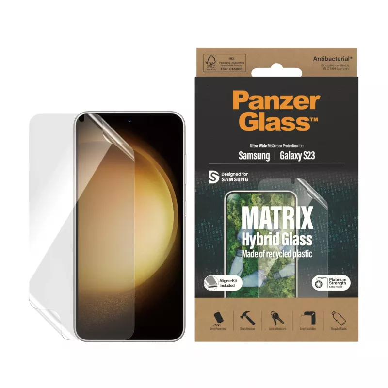 PanzerGlass ® ECO MATRIX Screen Protector Samsung Galaxy S23 | Ultra-Wide Fit w. AlignerKit