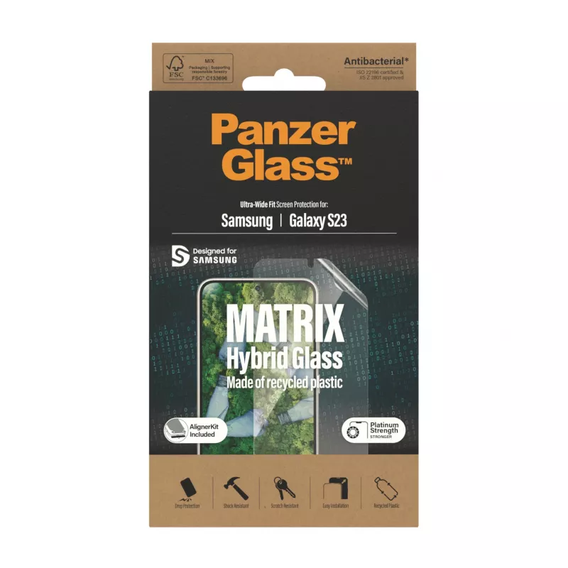 PanzerGlass ® ECO MATRIX Screen Protector Samsung Galaxy S23 | Ultra-Wide Fit w. AlignerKit