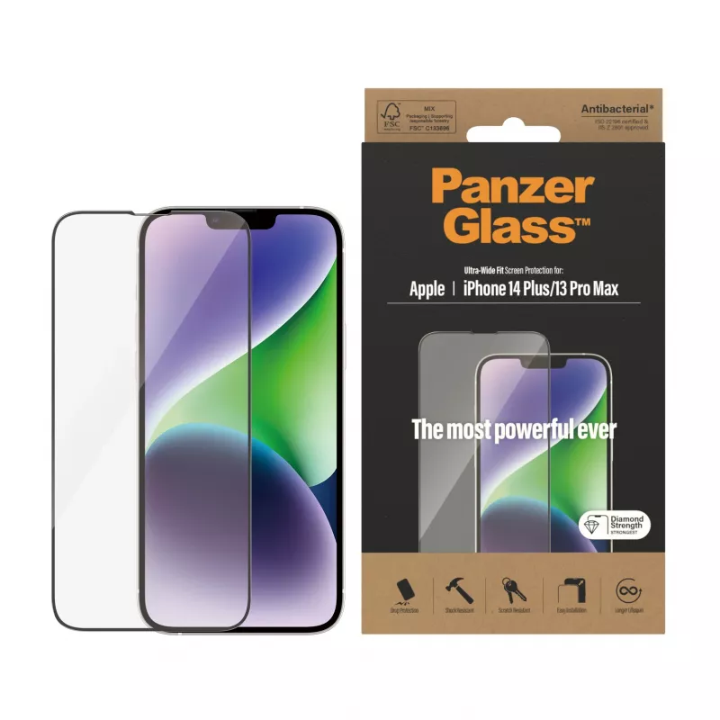 Screen Protector PanzerGlass Apple iPhone 14 Plus 13 Pro Max Ultra-Wide Fit Scratch Shock Resistant
