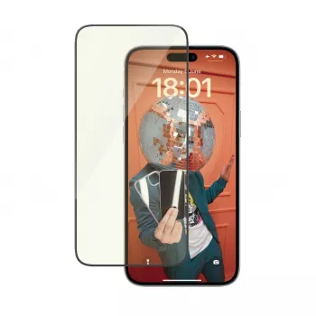 Tempered Glass Screen Protector PanzerGlass Eyecare for iPhone 15 Plus — Ultra-Wide Fit, Shock Resistant, Dry Application