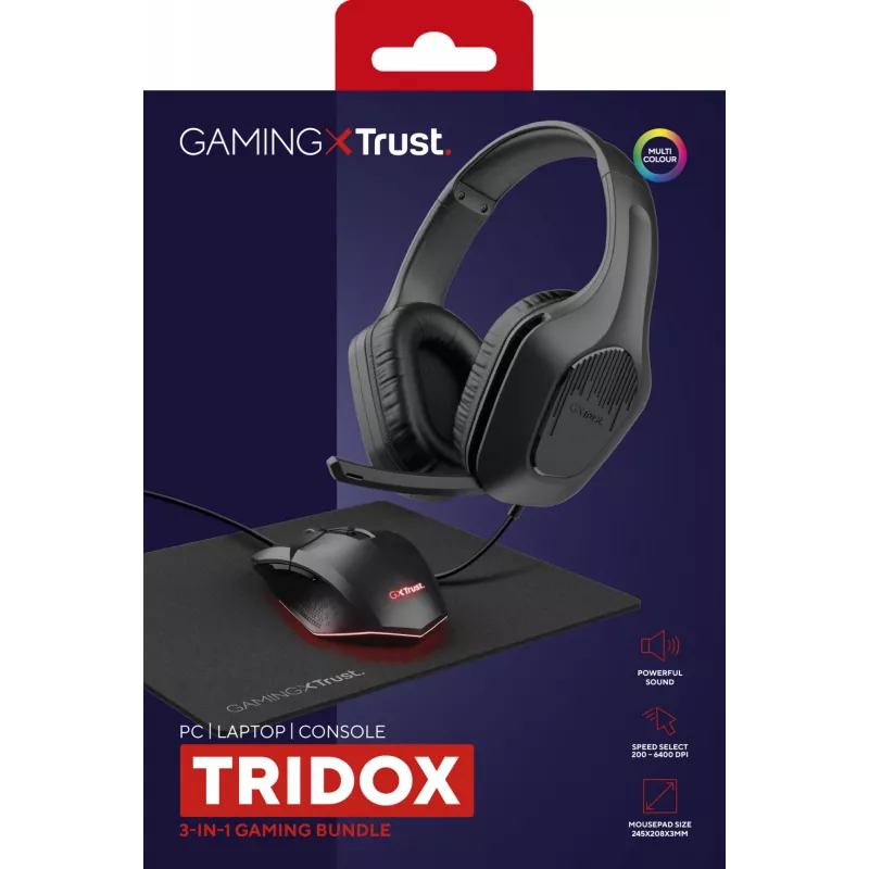Trust GXT 790 Tridox 3-in-1 Gaming Bundle (Headset, Mouse, Mouse Pad), Black