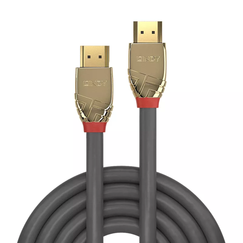 Lindy 20m Standard HDMI Cable, Gold Line, 20 m, HDMI Type A (Standard), HDMI Type A (Standard), 4096 x 2160 pixels, 10.2 Gbit/s, Grey