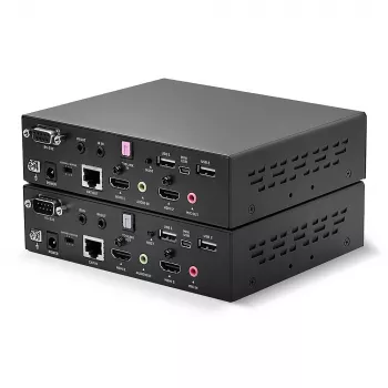 Lindy 100m Cat.6 Dual Head HDMI, USB and RS-232 Extender, Transmitter & receiver, Wired, 100 m, Cat6, 1920 x 1080 pixels, Black