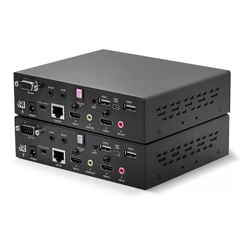 Lindy 100m Cat.6 Dual Head HDMI, USB and RS-232 Extender, Transmitter & receiver, Wired, 100 m, Cat6, 1920 x 1080 pixels, Black