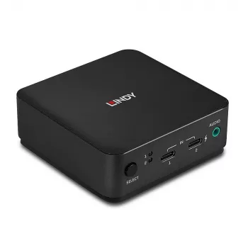 Lindy 2 Port Type C, DisplayPort 1.2 KVM Switch, 3840 x 2160 pixels, 4K Ultra HD, Grey