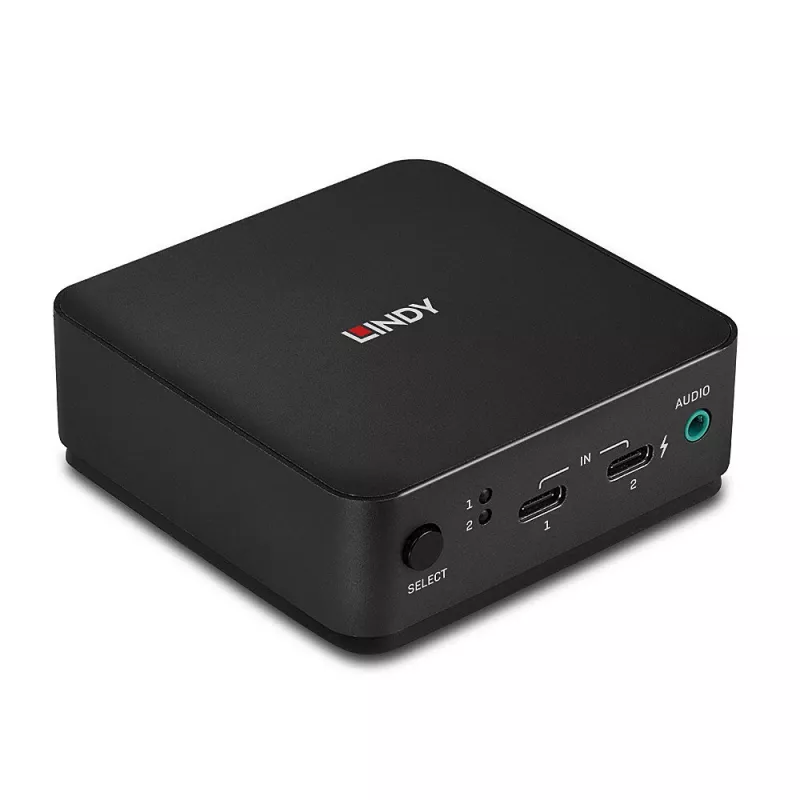 Lindy 2 Port Type C, DisplayPort 1.2 KVM Switch, 3840 x 2160 pixels, 4K Ultra HD, Grey