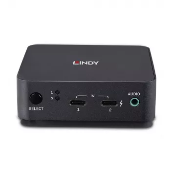 Lindy 2 Port Type C, DisplayPort 1.2 KVM Switch, 3840 x 2160 pixels, 4K Ultra HD, Grey