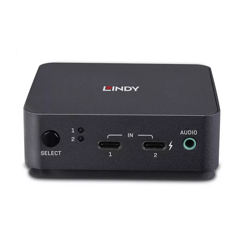 Lindy 2 Port Type C, DisplayPort 1.2 KVM Switch, 3840 x 2160 pixels, 4K Ultra HD, Grey