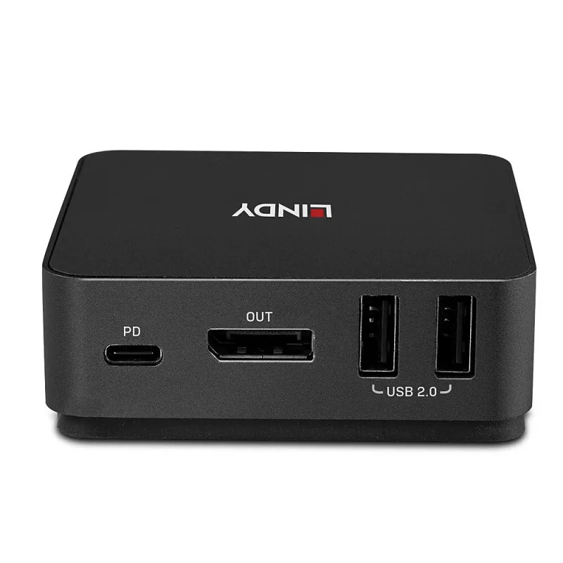Lindy 2 Port Type C, DisplayPort 1.2 KVM Switch, 3840 x 2160 pixels, 4K Ultra HD, Grey