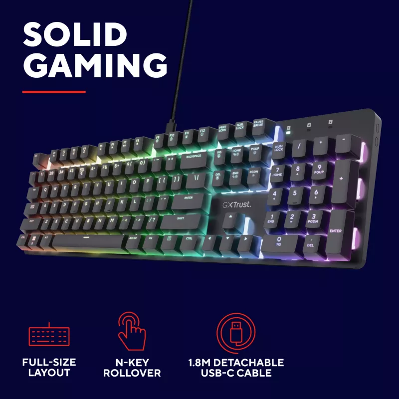 Gaming Keyboard Trust GXT 871 Zora Mechanical USB RGB Black