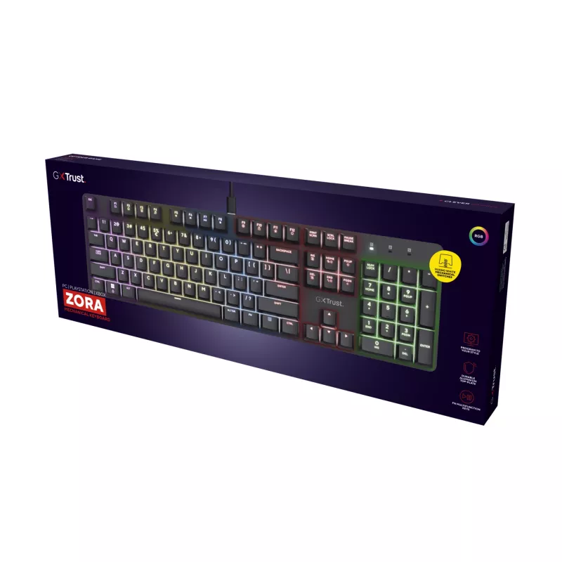 Gaming Keyboard Trust GXT 871 Zora Mechanical USB RGB Black