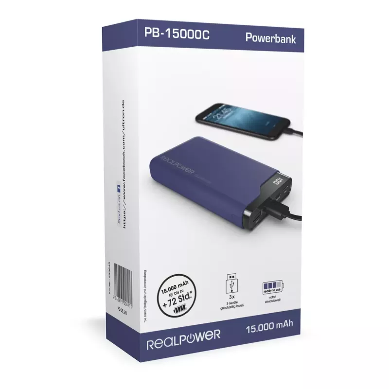 Portable Charger RealPower PB-15000C 15000 mAh