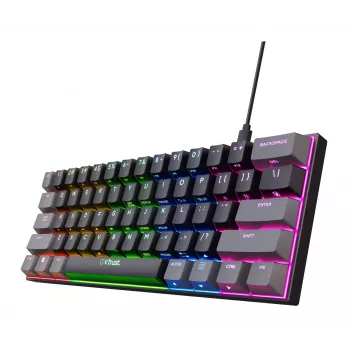 Trust GXT 867 Acira Keyboard Gaming USB QWERTZ German Black Grey 60% Mechanical RGB