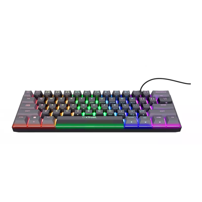 Trust GXT 867 Acira Keyboard Gaming USB QWERTZ German Black Grey 60% Mechanical RGB