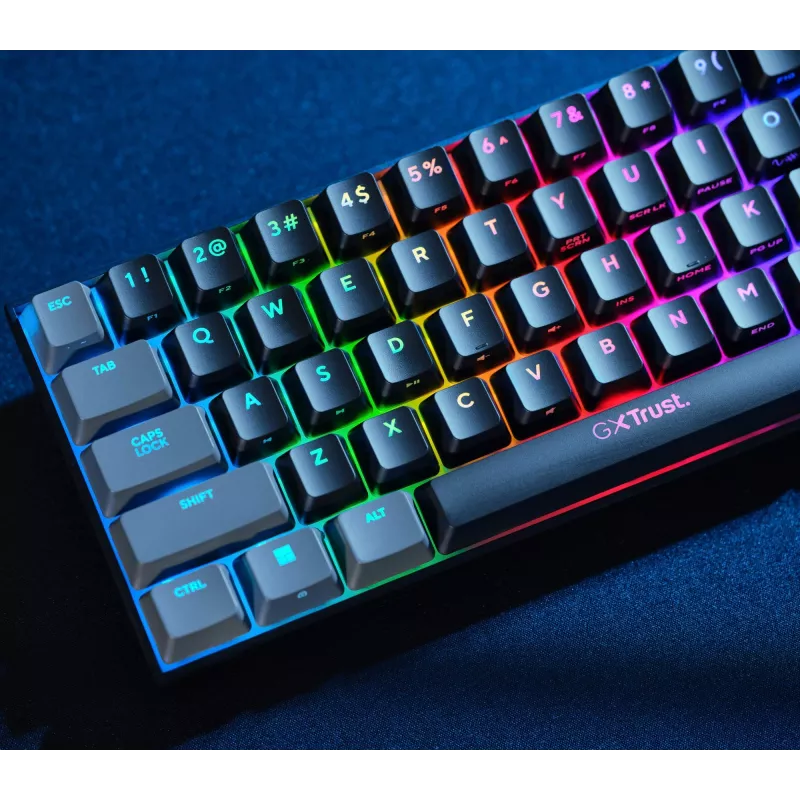 Trust GXT 867 Acira Keyboard Gaming USB QWERTZ German Black Grey 60% Mechanical RGB