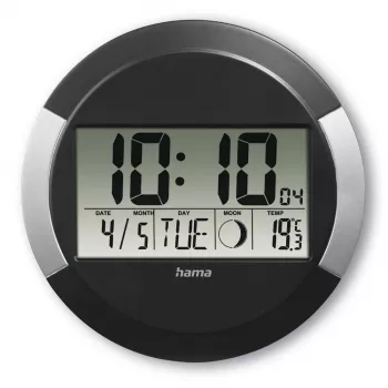 Hama Ischia Radio-controlled clock Round Black, Silver